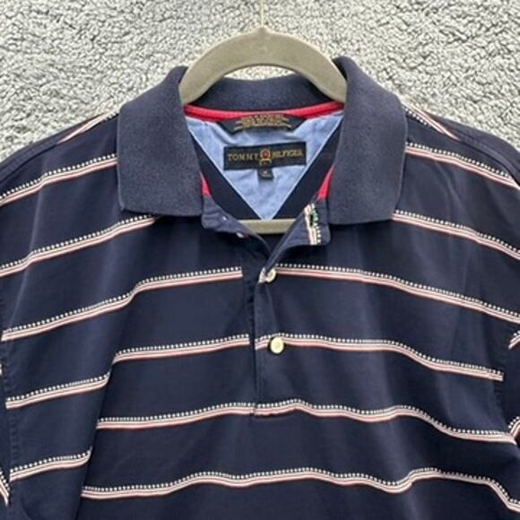 Vintage Tommy Hilfiger Men's Medium Polo 100% Cotton American Flag 4th of July - Picture 2 of 8